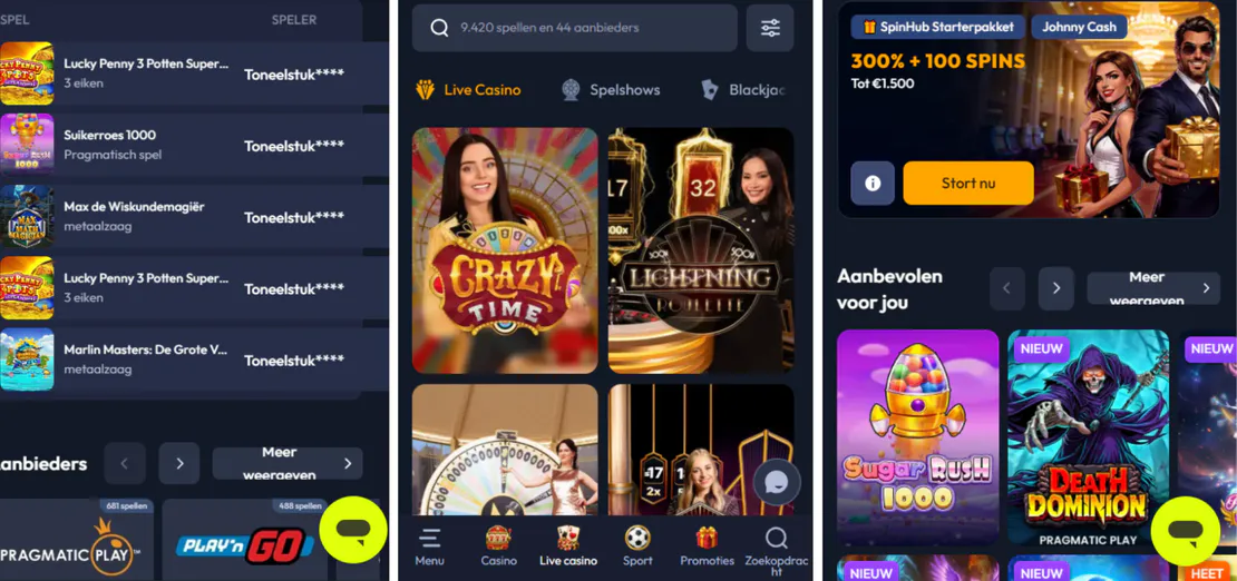 spinhub casino mobiele browser